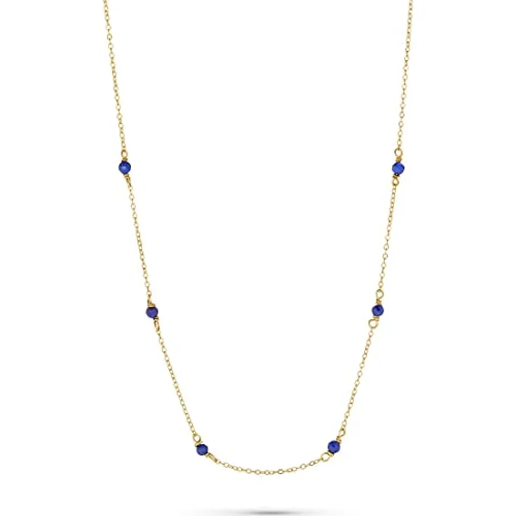 CHRIST Damen-Halskette 375er Gelbgold mit 6 Lapislazuli, 45 cm, Blau