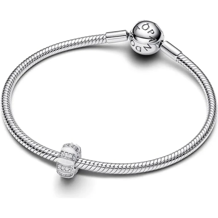 PANDORA Moments Steine & Emaille Clip-Charm, Sterling Silber mit Zirkonia, kompatibel mit Moments Armbändern, kühle Farben, 793785C01 – Bild 3