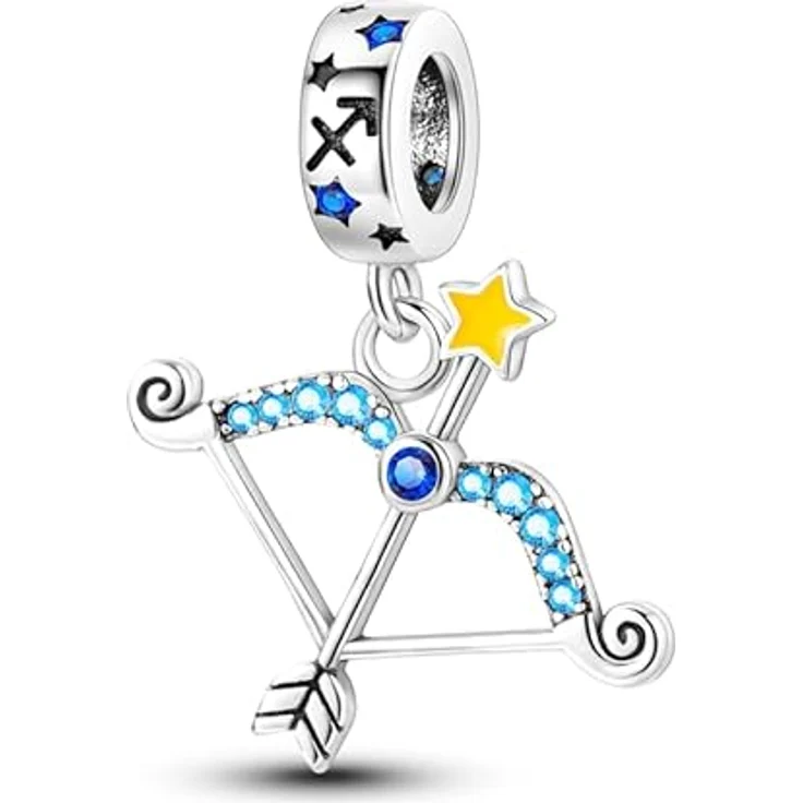 Pandach Damen Charm Anhänger Sternzeichen, 925 Sterling Silber mit Zirkonia, 12 Sternbilder kompatibel mit Pandora Armband und Halskette – Bild 1