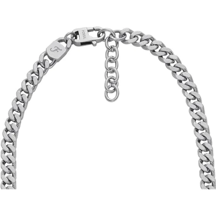 FOSSIL Herrenkette Harlow Linear Texture Chain, Edelstahl in Silber mit Karabinerverschluss – Bild 5