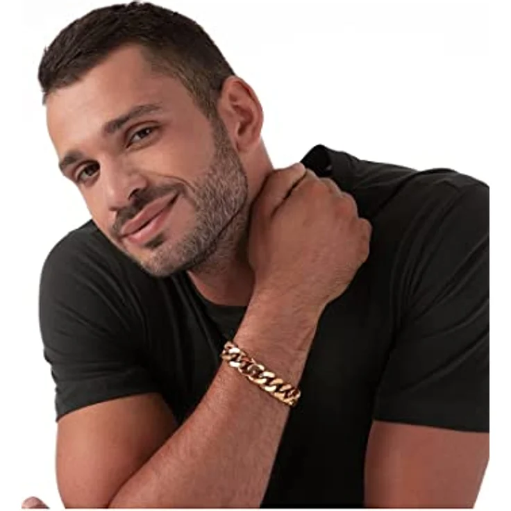 FAVS Herren-Armband Edelstahl, 20 cm Länge, 1,6 cm Breite, 5 mm Stärke, in Geschenkbox – Bild 5