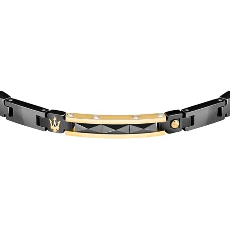 Maserati Herrenarmband JM224ATZ35, Stahl und Keramik, 21,5 cm mit Dreizack-Emblem und Schmuckverschluss – Bild 2