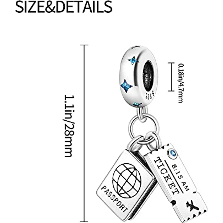 Pandach Damen Charm Anhänger, 925 Sterling Silber mit Zirkonia, kompatibel mit europäischen Armbändern und Halsketten – Bild 5