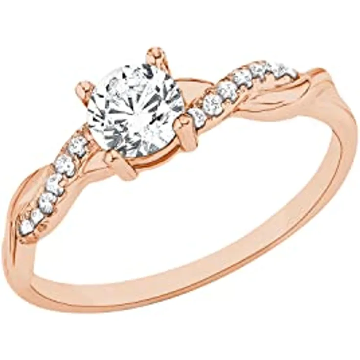 s.Oliver Zirkoniaring für Damen, 925 Sterling Silber, rosé vergoldet, Zirkonia, Größe 52/16,5, inklusive Geschenkbox