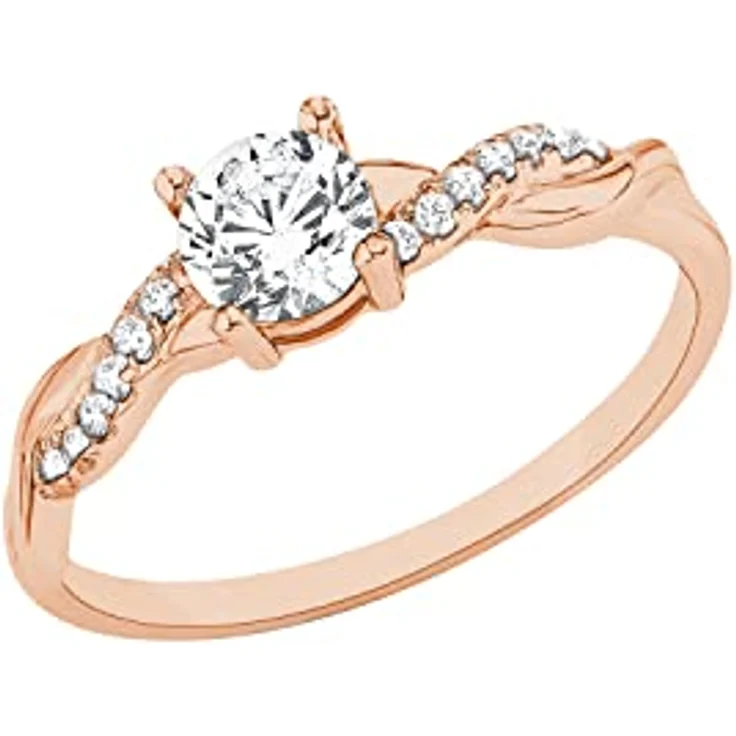 s.Oliver Zirkoniaring für Damen, 925 Sterling Silber, rosé vergoldet, Zirkonia, Größe 52/16,5, inklusive Geschenkbox – Bild 1