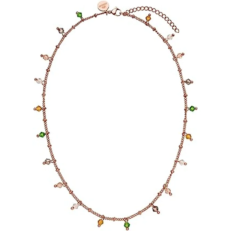 Purelei Boho Halskette, wasserfestes Edelstahl Schmuckstück in Roségold mit bunten Glasperlen, verstellbar von 40-45 cm, perfektes Geschenk für Damen – Bild 1