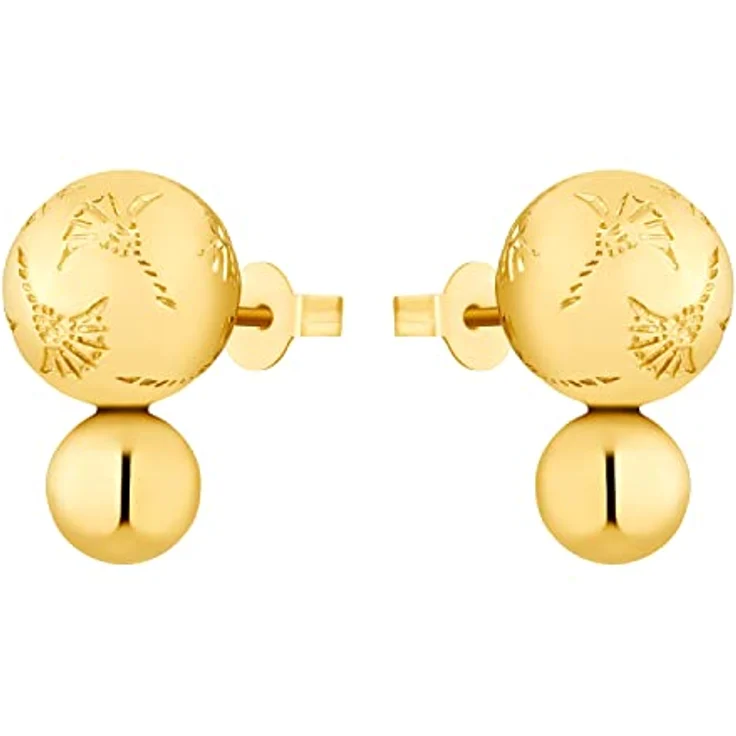 JOOP! Paar Ohrstecker, Beads-Design aus Edelstahl mit IP Gold Beschichtung, 16 mm – Bild 3