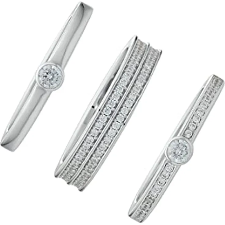 JETTE Damen-Damenring 140 Zirkonia, 925er Silber, Designerin Jette Joop, inklusive Geschenkbox