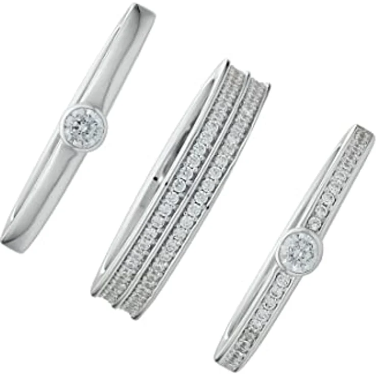 JETTE Damen-Damenring 140 Zirkonia, 925er Silber, Designerin Jette Joop, inklusive Geschenkbox – Bild 1