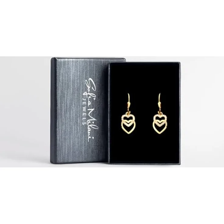 SOFIA MILANI Damen Ohrringe E2546, 925 Silber vergoldet mit Zirkonia Steinen, Herz Ohrhänger - elegante Schmuckstücke in Geschenkbox – Bild 3
