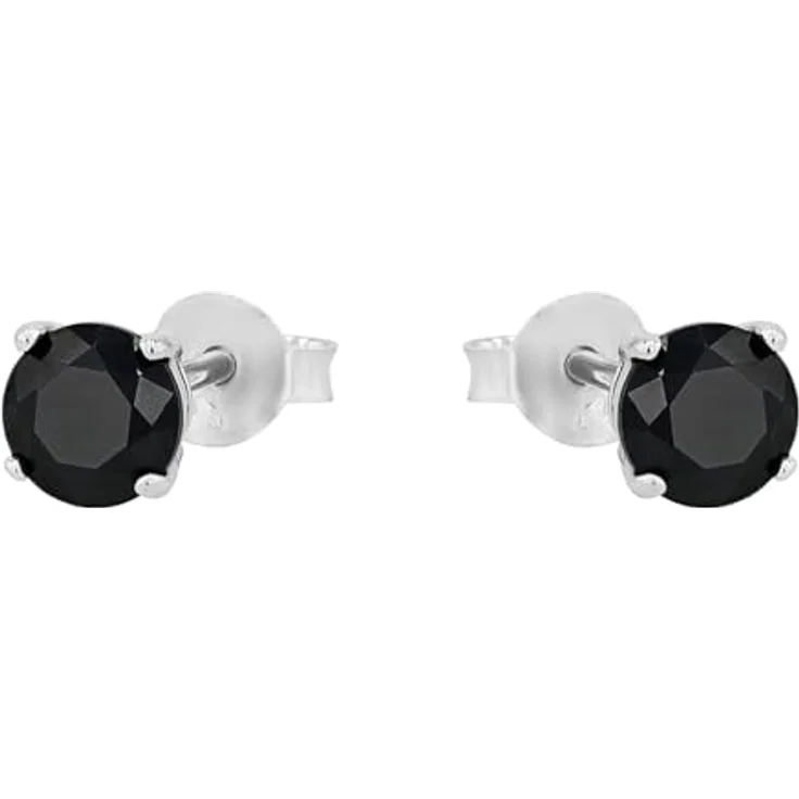 Amor Paar Ohrstecker, 5 mm mit schwarzen Zirkonia (synth), 925er Silber – Bild 3