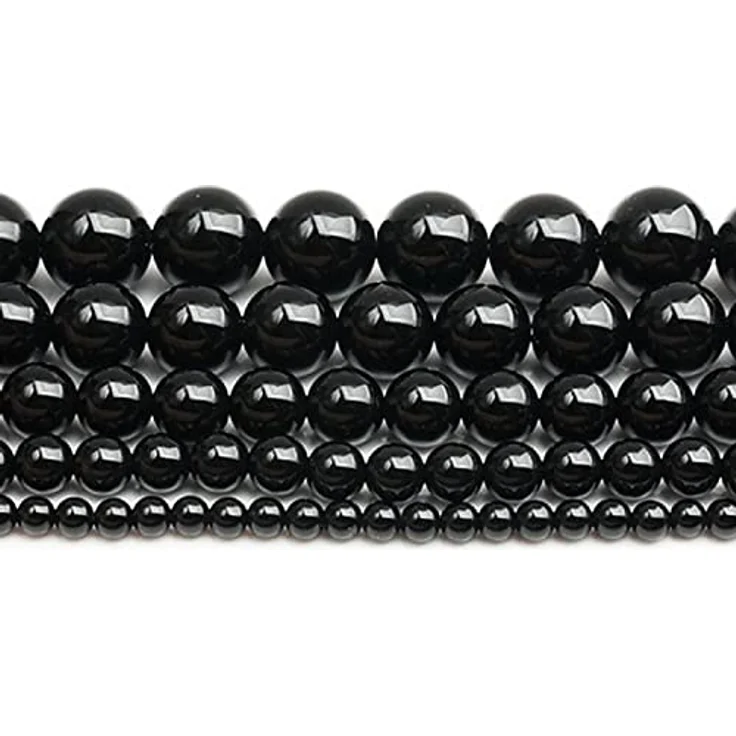 SKYBEADS Natur Schwarz Onyx 8mm Edelsteinperlen, 38cm Strang mit ca. 46 Perlen zum Auffädeln – Bild 5