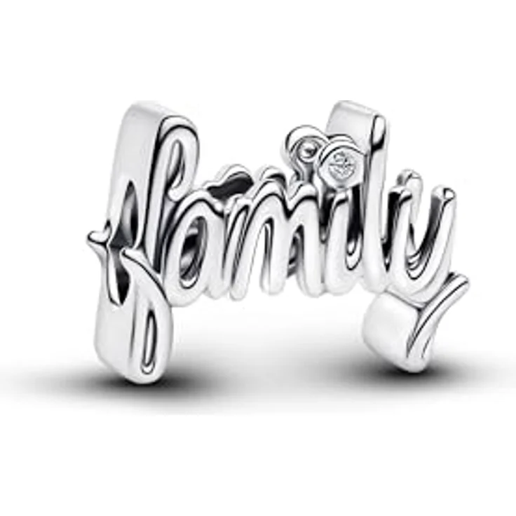 PANDORA Moments Handschrift Family Charm, Sterling-Silber mit Zirkonia, kompatibel mit Moments, 794250C01 – Bild 1
