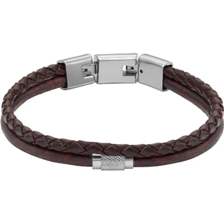 Fossil Herrenarmband, Leder in Braun mit Faltverschluss und Kombi-Ausführung – Bild 1