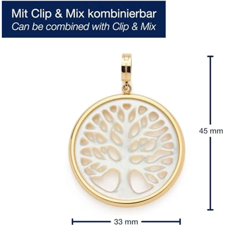 JEWELS BY LEONARDO Clip & Mix Treena, Ketten-Anhänger aus goldfarbenem Edelstahl mit Lebensbaum-Motiv, 4,5 x 3,3 x 0,8 cm, ideal als Schmuck Geschenk für Frauen, 024941 – Bild 2