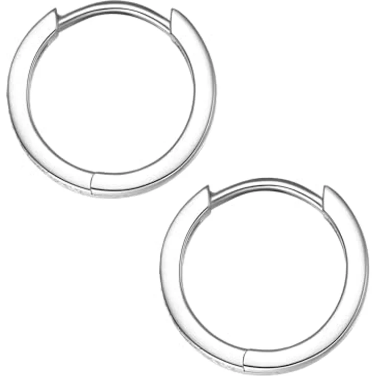 Rafaela Donata Damen Creolen 925/- Sterling Silber, Klappcreolen mit Zirkonia weiß, 15 mm Durchmesser, glamourös und hochwertig verarbeitet – Bild 2