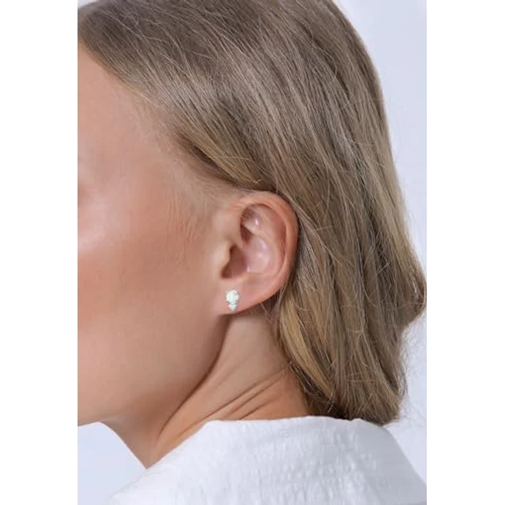 Elli Ohrringe Damen Ohrstecker Vintage, 925 Sterling Silber vergoldet mit Zirkonia Kristallen und Opal – Bild 5