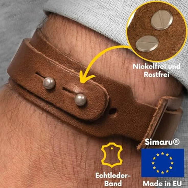 Simaru Lederarmband, 25mm breit, pflanzlich gegerbtes Echtleder, robuste Schraubniete, allergikerfreundlich für Damen und Herren – Bild 4