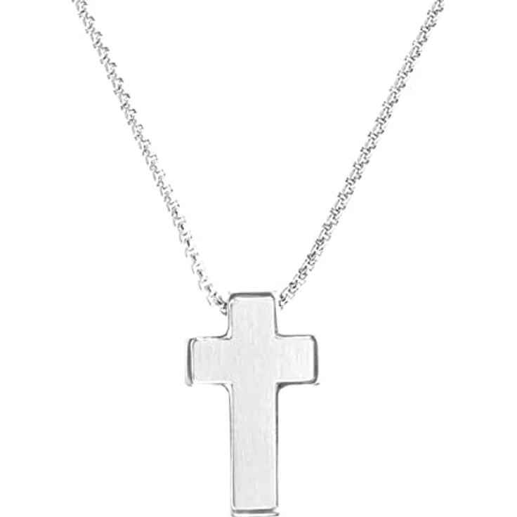 s.Oliver Kette mit Anhänger Kreuz aus Edelstahl, 40+3 cm, Silber, Kinderschmuck in Geschenkbox, 2035539 – Bild 1