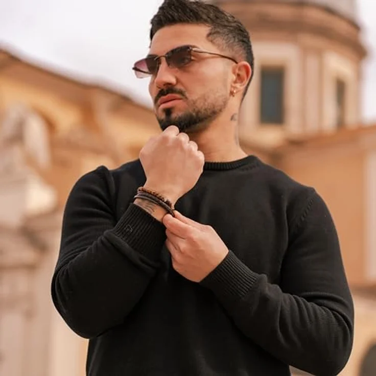 SERASAR Herren Lederarmband Braun mit Naturstein-Achat, geflochten, inklusive Geschenkbox und verlängerbarem Maß – Bild 3