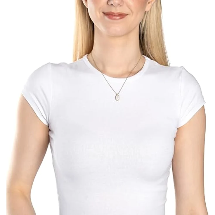 JEWELS BY LEONARDO Halskette Ciao Tally, kurze Panzer-Kette aus goldfarbenem Edelstahl mit beweglichem ovalen Perlmutt-Anhänger, 42-47 cm, Schmuck Geschenk für Frauen – Bild 3