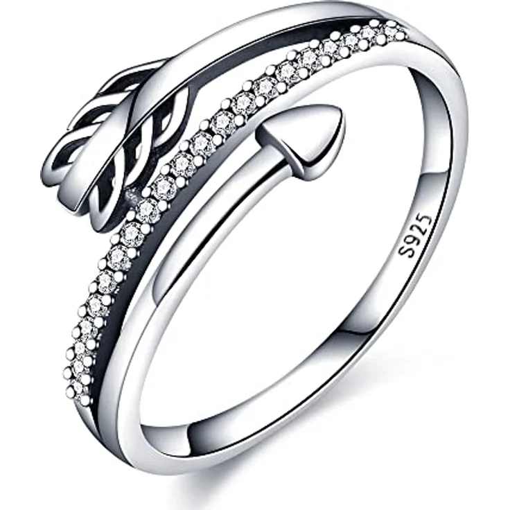 KUNSIR 925 Sterling Silber Damenring, Liebesknoten Design mit Zirkonia, passend Größe R1, Retro-Vintage Stil – Bild 1