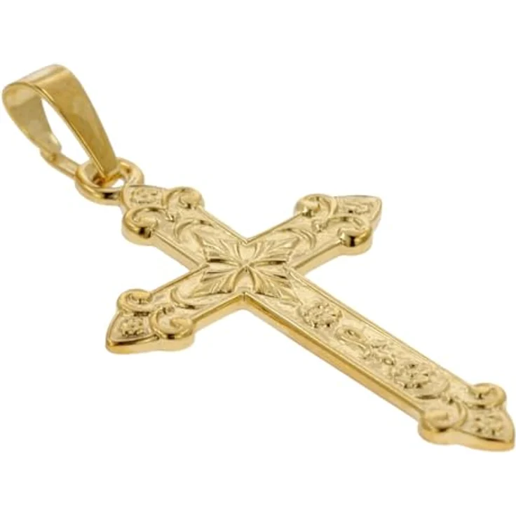 trendor Kreuz-Anhänger Gold 750 (18 Karat) 32 x 16 mm, massiver Goldanhänger für Damen und Herren, eleganter Schmuck aus Echtgold, ideale Geschenkidee, Modell 75104 – Bild 2