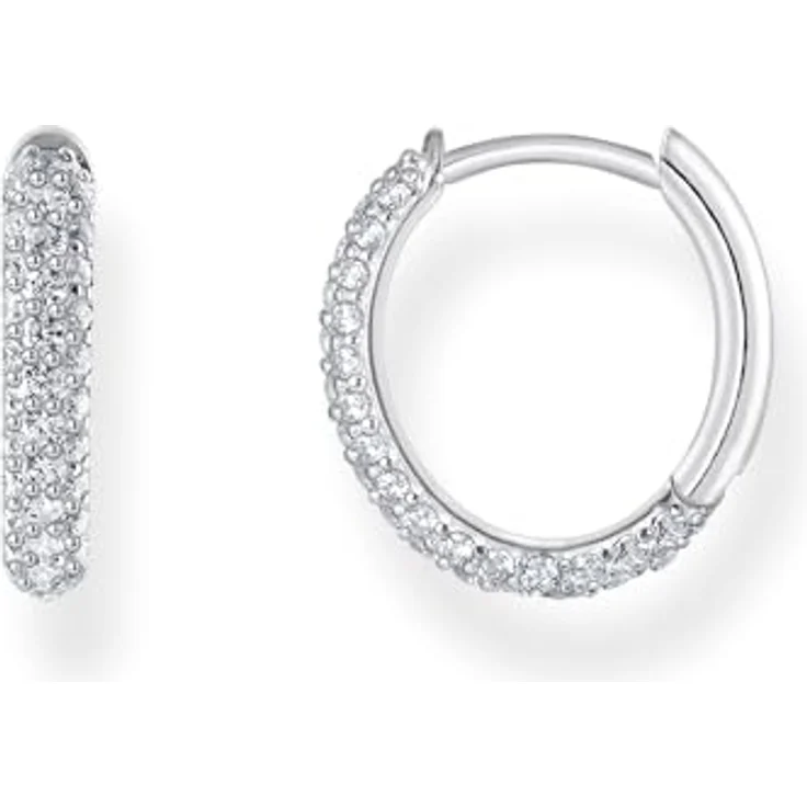 Thomas Sabo Creolen CR730-051-14, 925er Silber mit Zirkonia-Besatz in strahlendem Weiß, Clipverschluss für sicheren Tragekomfort – Bild 1