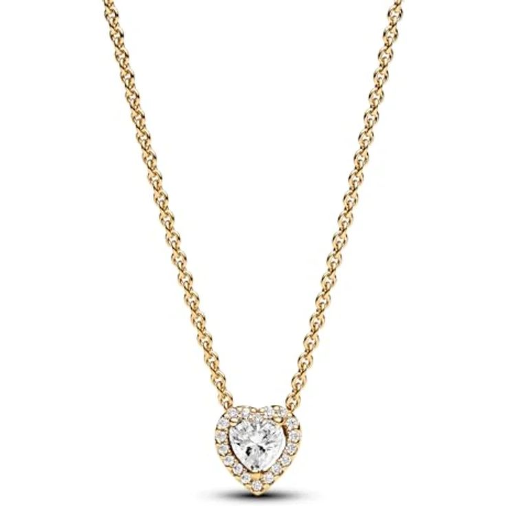 PANDORA Timeless Funkelndes Herz Collier-Halskette, Sterling Silber mit vergoldeter Metalllegierung und Zirkonia Steinen, 45cm, 368425C01-45 – Bild 1
