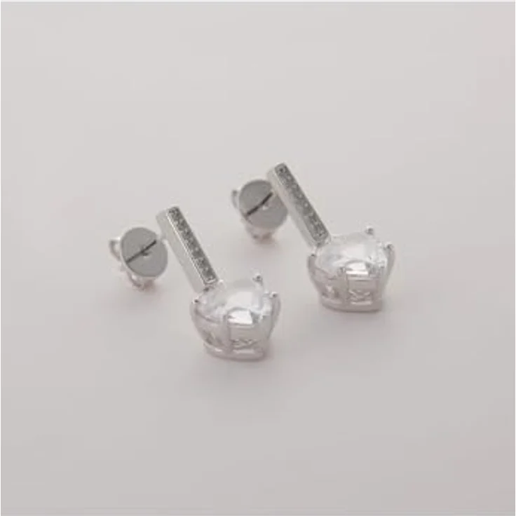 JETTE Damen-Ohrstecker 925er Silber, rhodiniert mit recyceltem Zirkonia, herzförmig, One Size – Bild 3