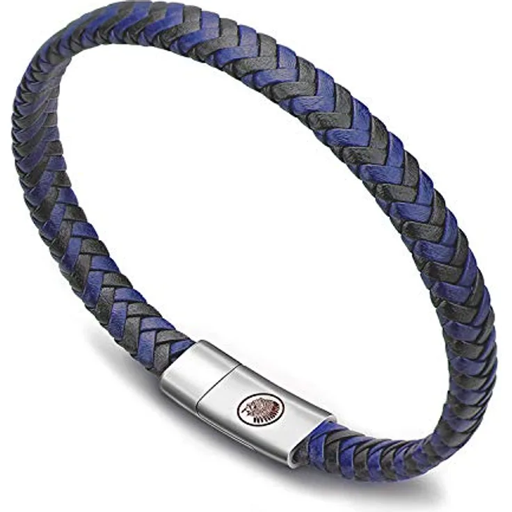 Casisto.J Lederarmband Herren, geflochtenes Echtlederarmband Schwarz/Braun mit Edelstahl Magnetverschluss und individueller Gravur