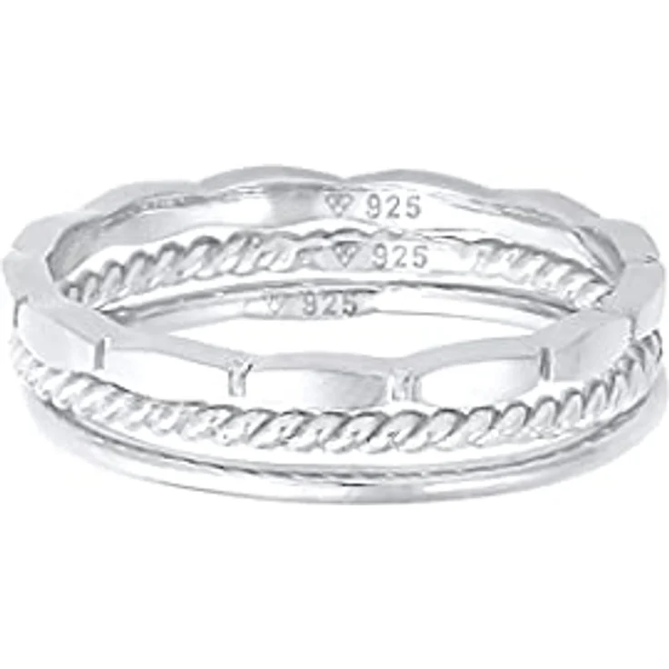 Elli Ring Damen Band Stacking Trio, Basic Minimal Zeitlos aus 925 Sterling Silber, Handgefertigt, Anlaufgeschützt – Bild 2