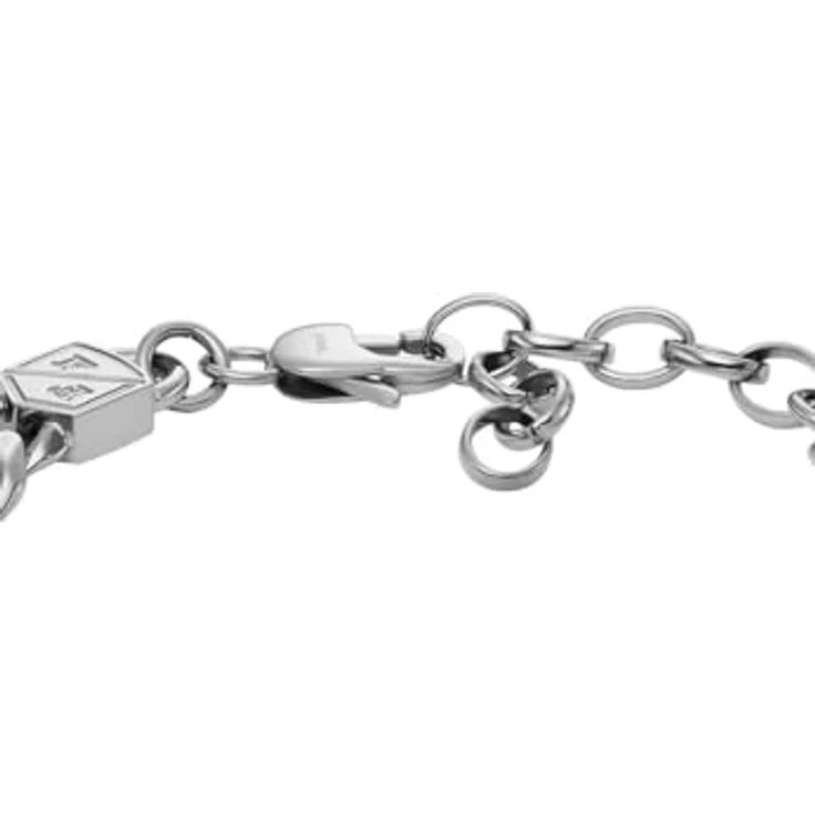 Fossil Edelstahlarmband für Herren, Mattes Silber, mit Karabiner- oder Faltschließe – Bild 4