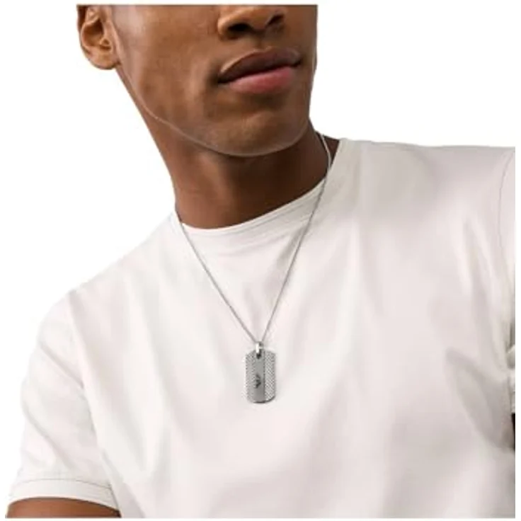 Emporio Armani Herren-Edelstahl-Halskette, silberfarben, matt mit Karabinerverschluss – Bild 2