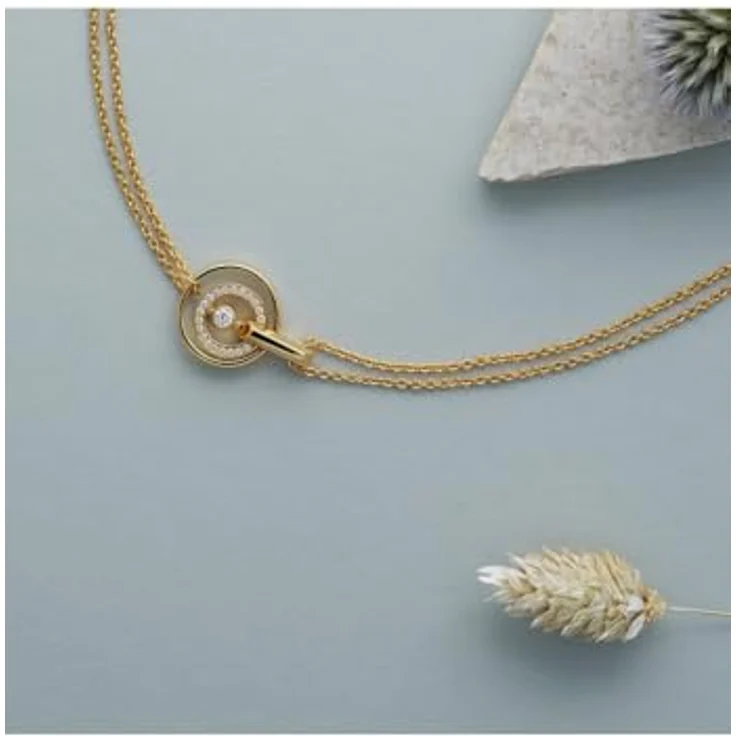 JETTE Damen-Armband 925er Silber, recycelter Zirkonia, Gelbgold, One Size – Bild 3