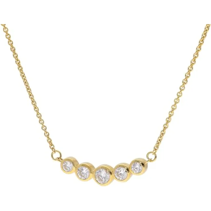 GLIZZ Damen-Halskette Gold 333/8K Zirkonia-Collier, 45 cm Rundankerkette mit Karabiner-Verschluss, edle Geschenkverpackung