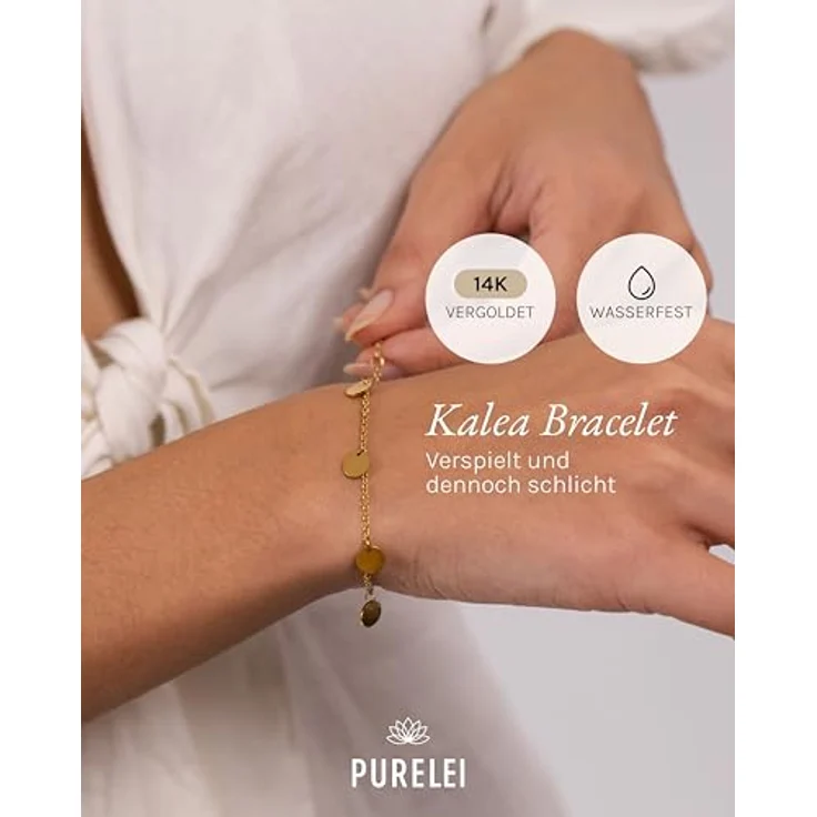 Purelei Kalea Armband (Gold) – Edelstahl 18K vergoldet, wasserfest, verstellbare Länge 16/17,5/19 cm, hawaiianisch inspiriert – Bild 2