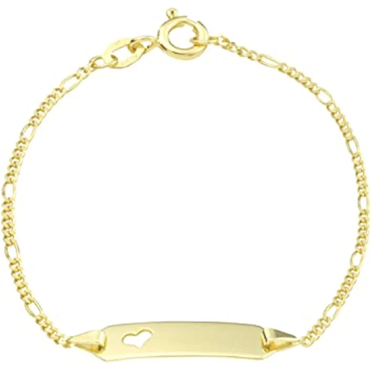 Amor 925 Sterling Silber Armband für Mädchen, 14 cm mit Herz Cut-Out und personalisierbarer Plakette, in Geschenkbox – Bild 1