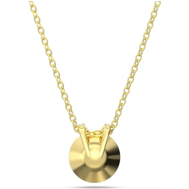 Swarovski Bella Halskette, Vergoldete Damenhalskette mit Strahlendem Goldfarbenen Anhänger und Klaren Pavé-Elementen – Bild 4