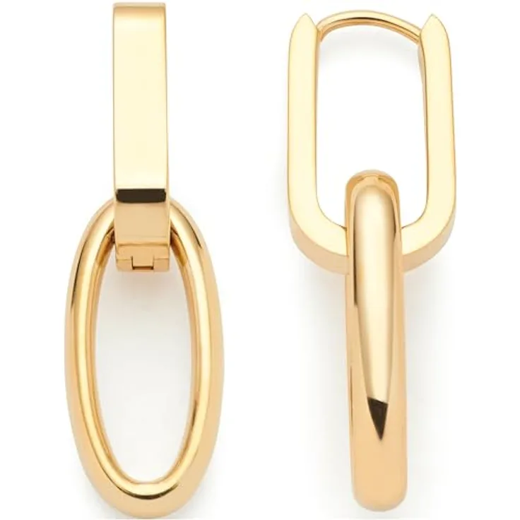 JEWELS BY LEONARDO Kreolen Mathilde, goldfarbene Edelstahl Ohrhänger mit abnehmbaren Kettenglied-Anhängern im Chunky Chain Look, Schmuck Geschenk für Frauen