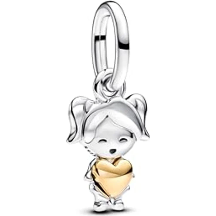 PANDORA Moments Happy Girl Charm-Anhänger aus Sterling Silber mit vergoldeter Metalllegierung, kompatibel mit Moments und ME Armbändern, 763601C00 – Bild 1
