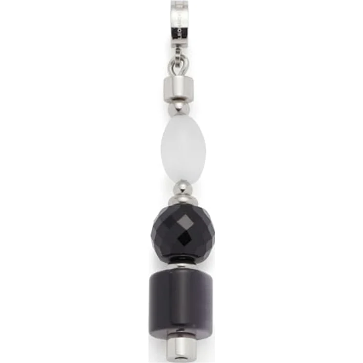 JEWELS BY LEONARDO Clip & Mix Betsy Anhänger, Ketten-Anhänger aus silberfarbenem Edelstahl mit Catseye-Perlen in Schwarz, Grau und Weiß, allergikerfreundlich, Maße 4,7 x 0,7 x 0,7 cm – Bild 1