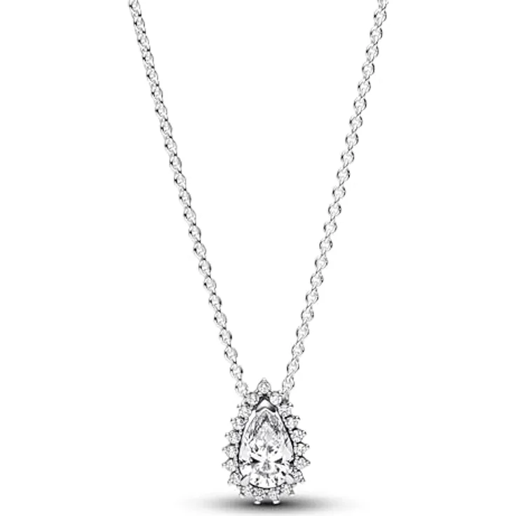 PANDORA Timeless Funkelnde Birnen-Kranz Collier-Halskette aus Sterling Silber mit Zirkonia Steinen, Verstellbar auf 45 cm, 392832C01-45