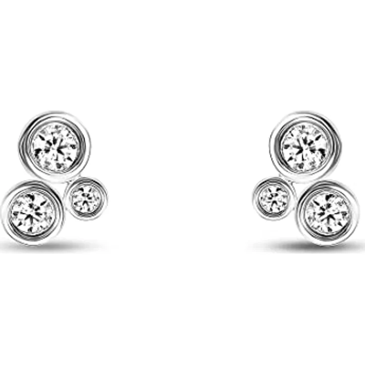 FAVS Damen-Ohrstecker aus 925er Silber mit 6 Zirkonia, 0,8 cm x 0,6 cm, One Size, Geschenkbox