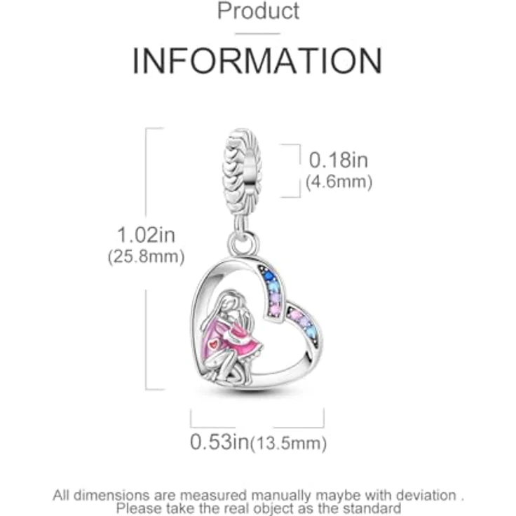 TINSLO Charm Anhänger 925 Sterling Silber mit Zirkonia-Steinen, kompatibel mit Pandora Armband und Halskette für Damen und Mädchen – Bild 5