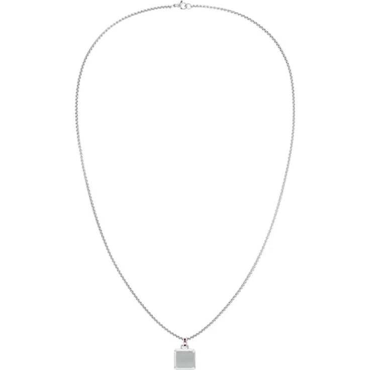 Tommy Hilfiger Jewelry Halskette für Herren, Edelstahl Box Chain mit quadratischem Anhänger, 61 cm, sicherer Klappverschluss