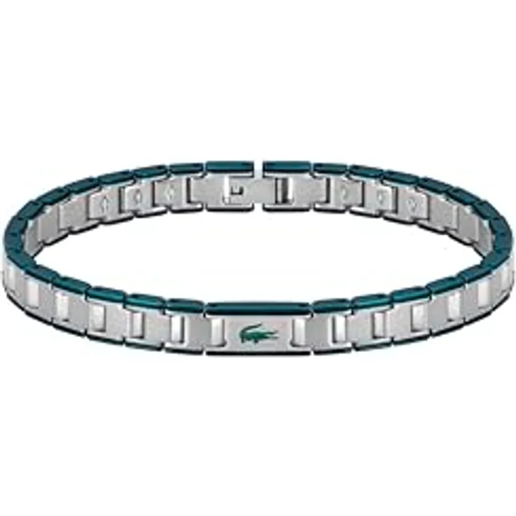 Lacoste Gliederarmband METROPOLE EDGE, Edelstahl mit grüner IP-Kantenplattierung, 190 mm