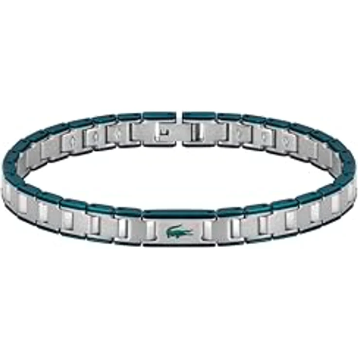 Lacoste Gliederarmband METROPOLE EDGE, Edelstahl mit grüner IP-Kantenplattierung, 190 mm – Bild 1