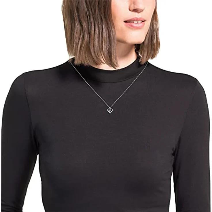 Amor Kette mit Herzanhänger für Damen, 42 cm Singapurkette aus rhodiniertem Sterling Silber 925 mit Zirkonia Herz – Bild 4