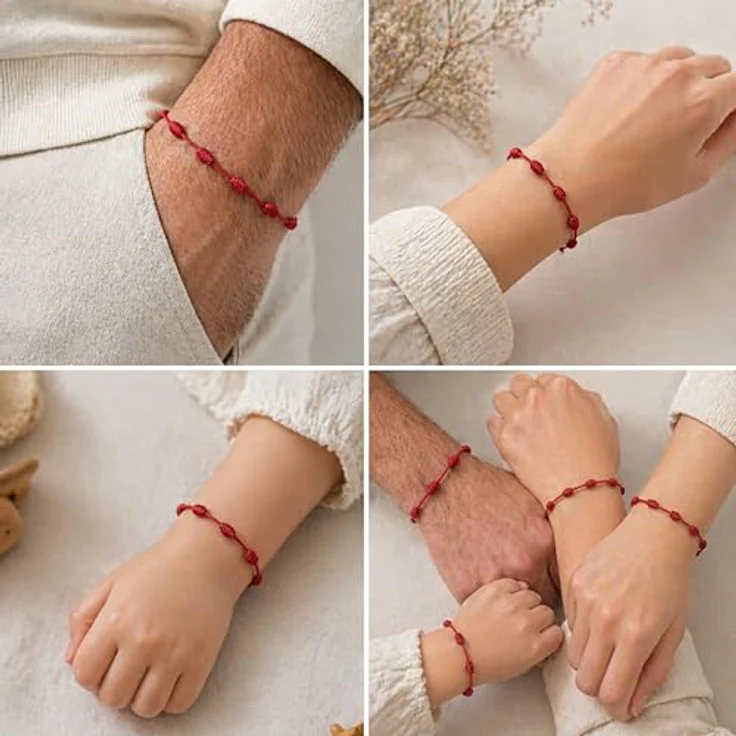 MYSTIC JEWELS by Dalia – Kabbalah Armband mit 7 Knoten aus rotem Draht – verstellbar, Unisex – Schutz vor bösen Augen, Glück – Bild 4
